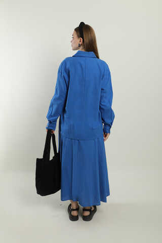 Klasik Keten Etek Takım Saks Mavisi - 7