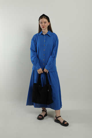 Klasik Keten Etek Takım Saks Mavisi - 1