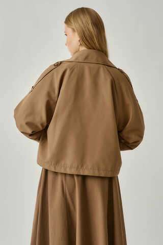 Klasik Kısa Trençkot Camel - 8