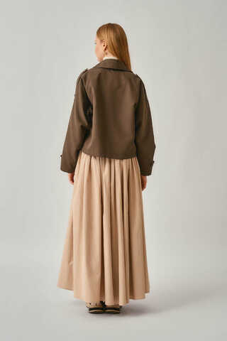 Klasik Kısa Trençkot Kahverengi - 10