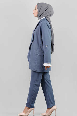 Klasik  Pantolonlu Ceket Takım Mavi - 4