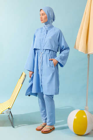 Klasik Tesettür Mayo Takımı Bebe Mavisi - 11