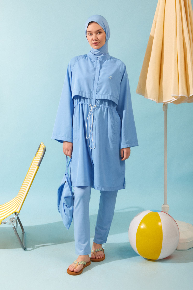 Klasik Tesettür Mayo Takımı Bebe Mavisi