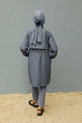 Klasik Tesettür Mayo Takımı Gri - 8