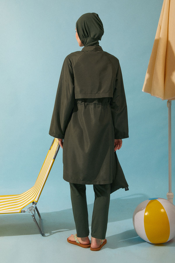 Klasik Tesettür Mayo Takımı Haki - 12