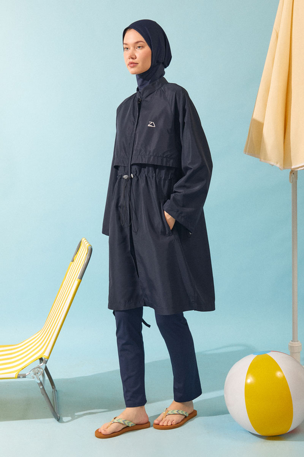 Klasik Tesettür Mayo Takımı Koyu Lacivert - 12