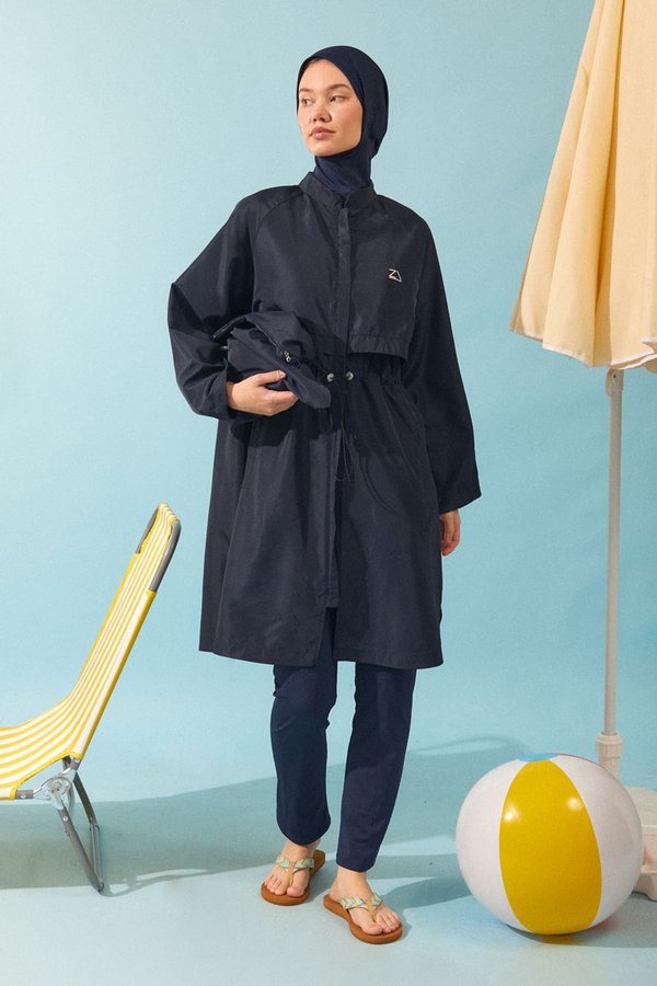 Klasik Tesettür Mayo Takımı Koyu Lacivert - 6