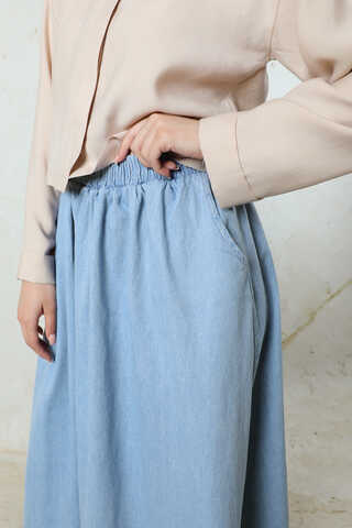 Kloş Denim Etek Açık Mavi - 1