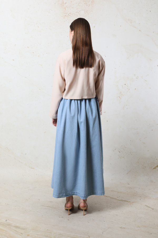 Kloş Denim Etek Açık Mavi - 7