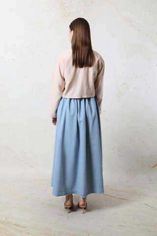 Kloş Denim Etek Açık Mavi - 7
