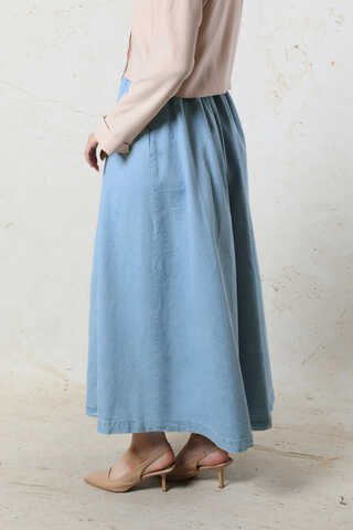 Kloş Denim Etek Açık Mavi - 3