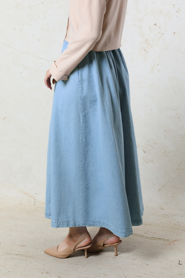 Kloş Denim Etek Açık Mavi - 3