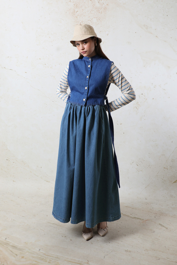 Kloş Denim Etek Mavi - 3