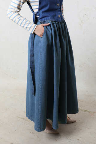 Kloş Denim Etek Mavi - 4