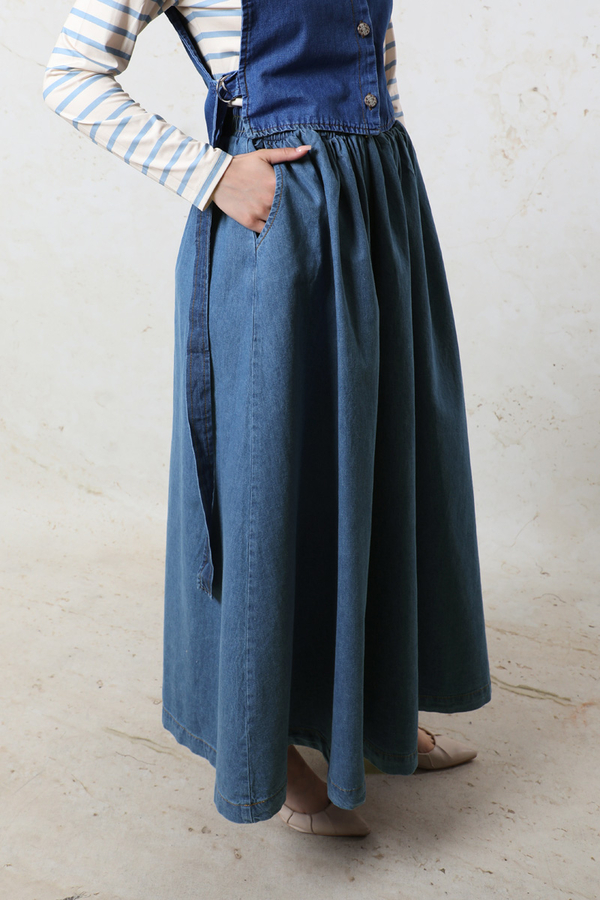 Kloş Denim Etek Mavi - 4