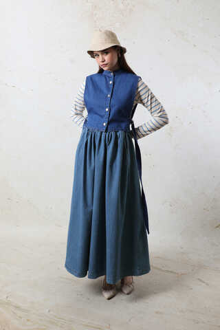 Kloş Denim Etek Mavi - 3