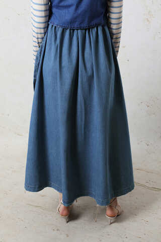 Kloş Denim Etek Mavi - 5