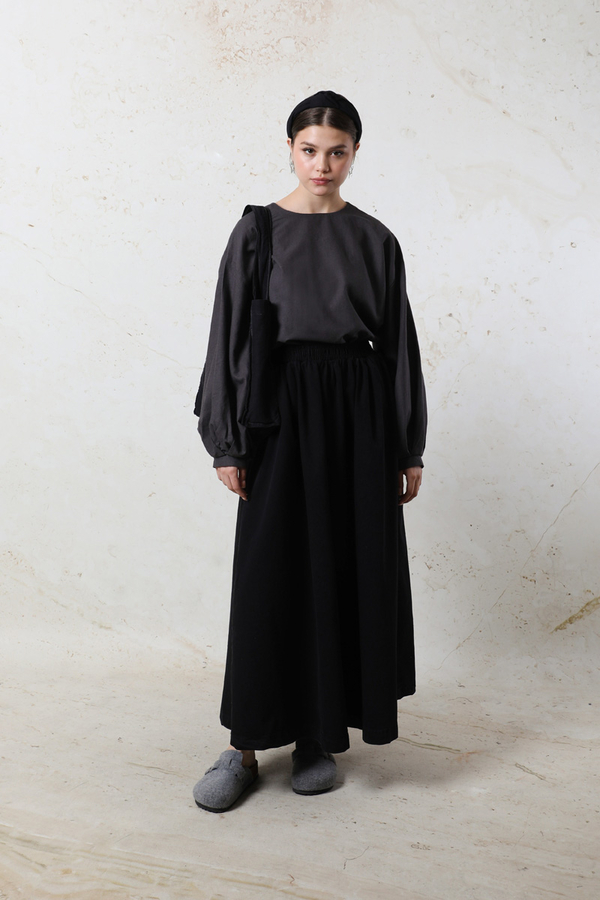 Kloş Denim Etek Siyah - 3