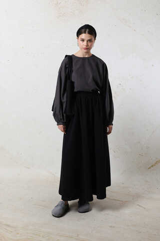 Kloş Denim Etek Siyah - 3