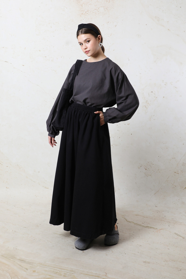 Kloş Denim Etek Siyah - 1