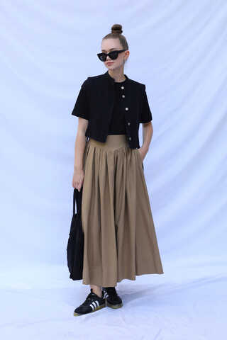 Kloş Keten Etek Camel - 1