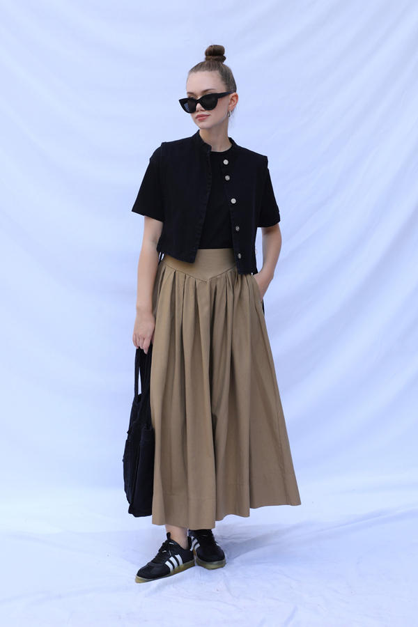 Kloş Keten Etek Camel - 1