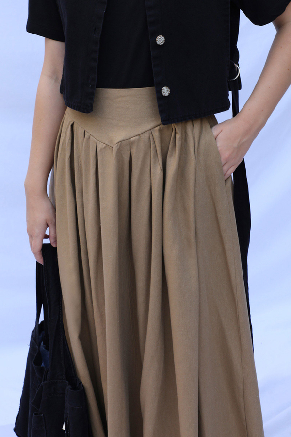 Kloş Keten Etek Camel - 4