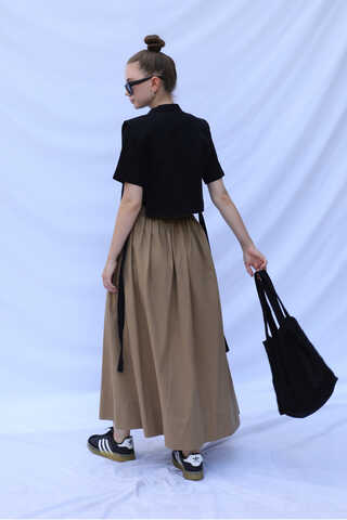 Kloş Keten Etek Camel - 5