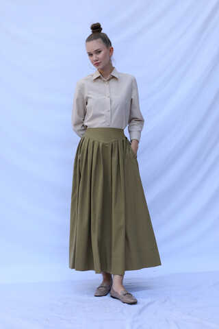 Kloş Keten Etek Haki - 2