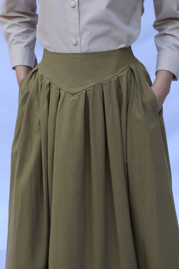 Kloş Keten Etek Haki - 5