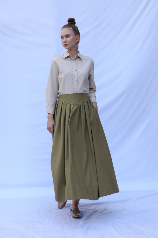 Kloş Keten Etek Haki - 3
