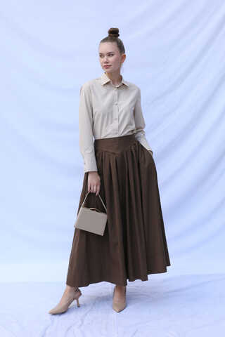 Kloş Keten Etek Kahverengi - 2