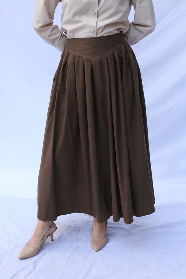 Kloş Keten Etek Kahverengi - 3