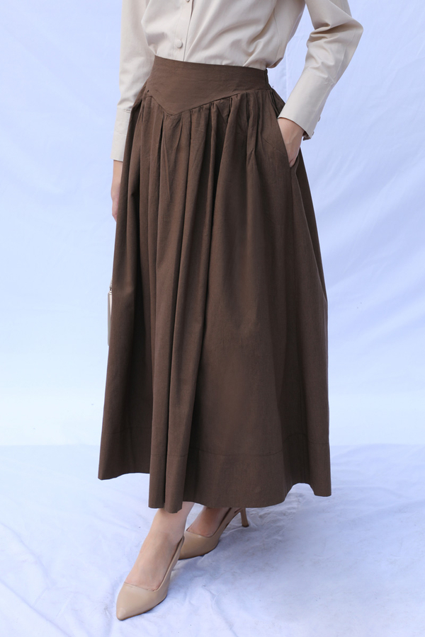 Kloş Keten Etek Kahverengi - 1