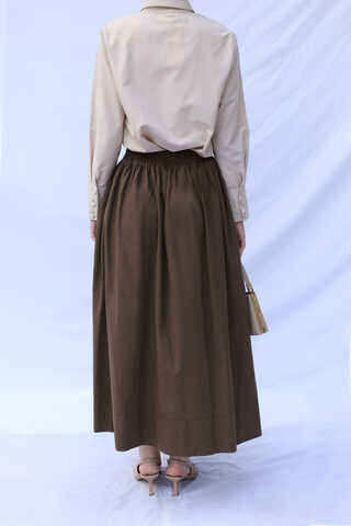 Kloş Keten Etek Kahverengi - 4