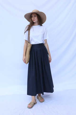 Kloş Keten Etek Lacivert - 2