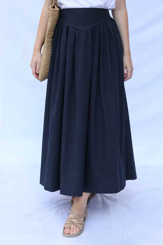 Kloş Keten Etek Lacivert - 3