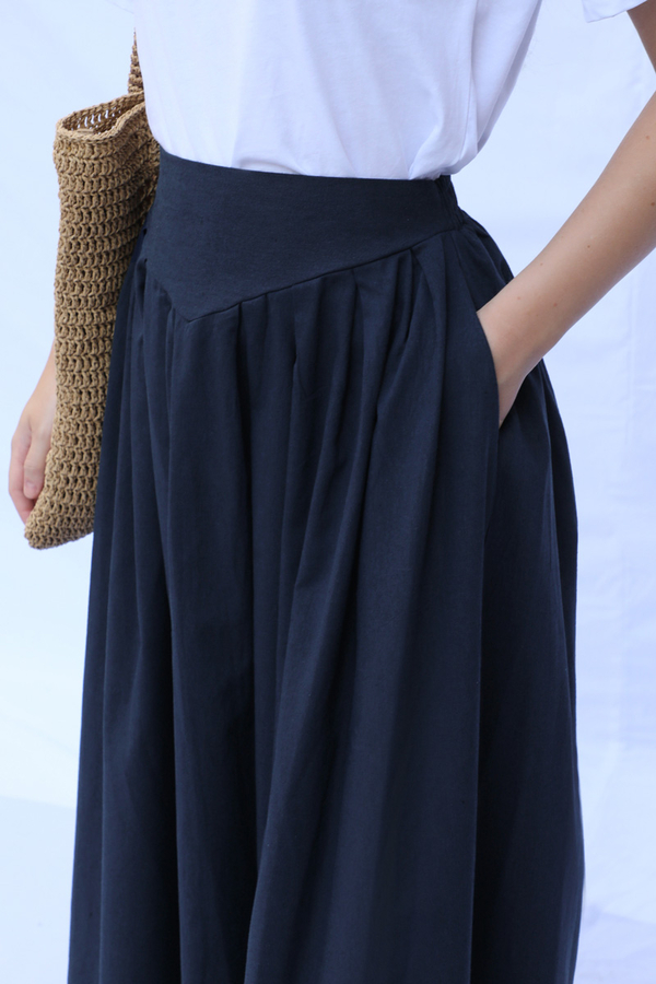 Kloş Keten Etek Lacivert - 4