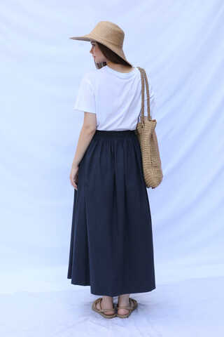 Kloş Keten Etek Lacivert - 5