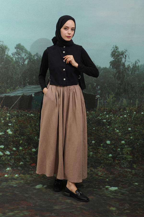 Kloş Müslin Etek Vizon - 1