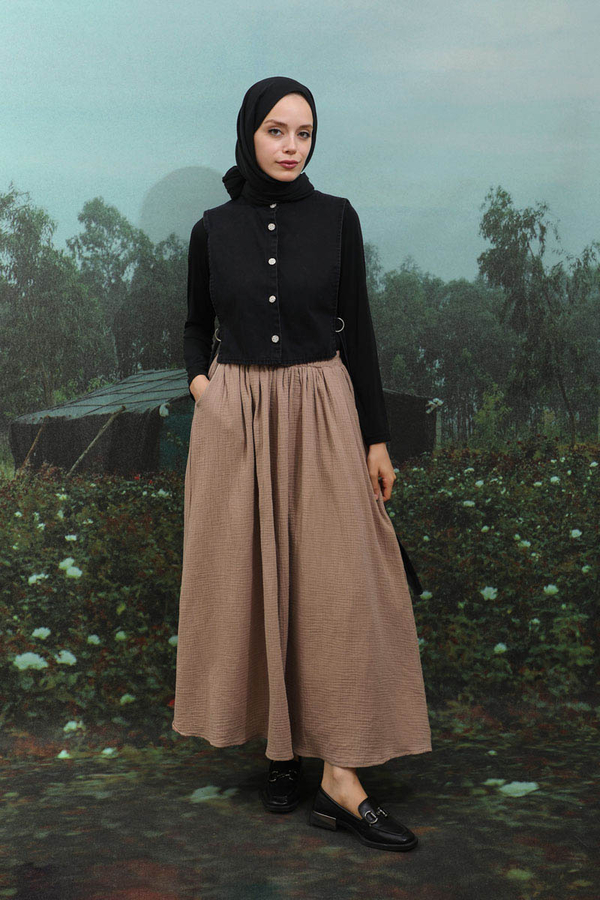 Kloş Müslin Etek Vizon - 2