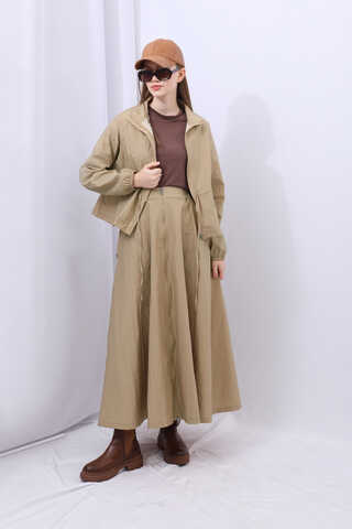 Kloş Paraşüt Etek Takım Camel - 12