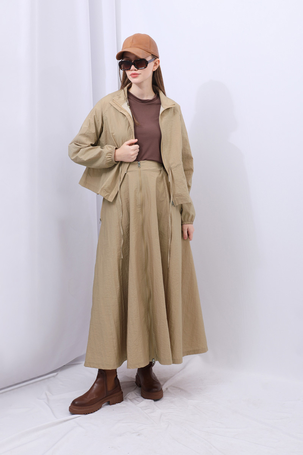 Kloş Paraşüt Etek Takım Camel - 12