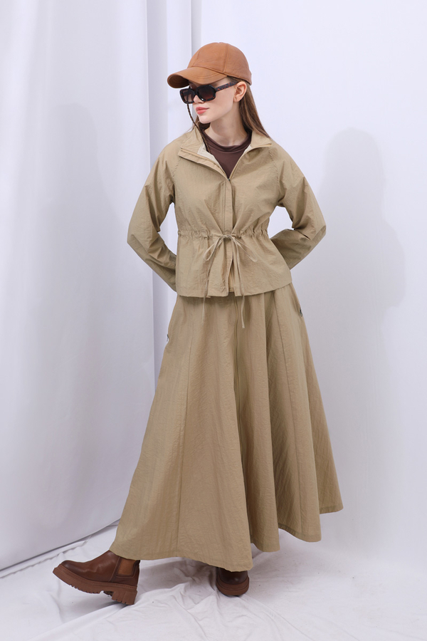 Kloş Paraşüt Etek Takım Camel - 14