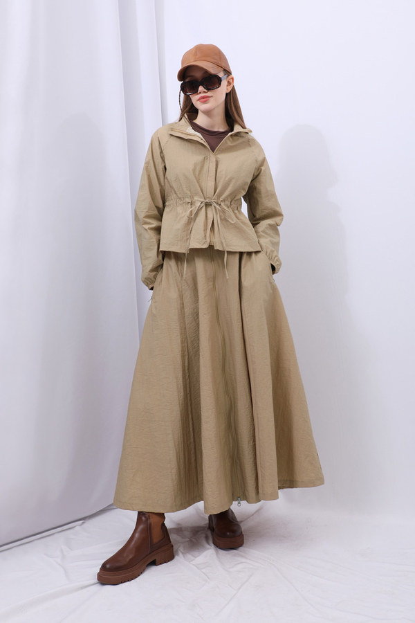 Kloş Paraşüt Etek Takım Camel - 15