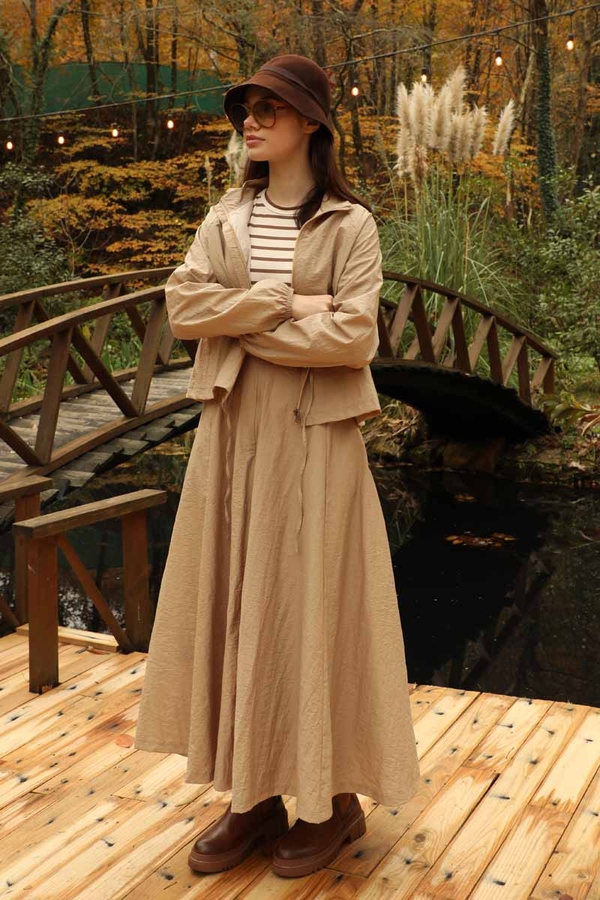 Kloş Paraşüt Etek Takım Camel - 2