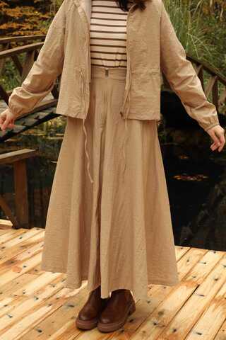 Kloş Paraşüt Etek Takım Camel - 5