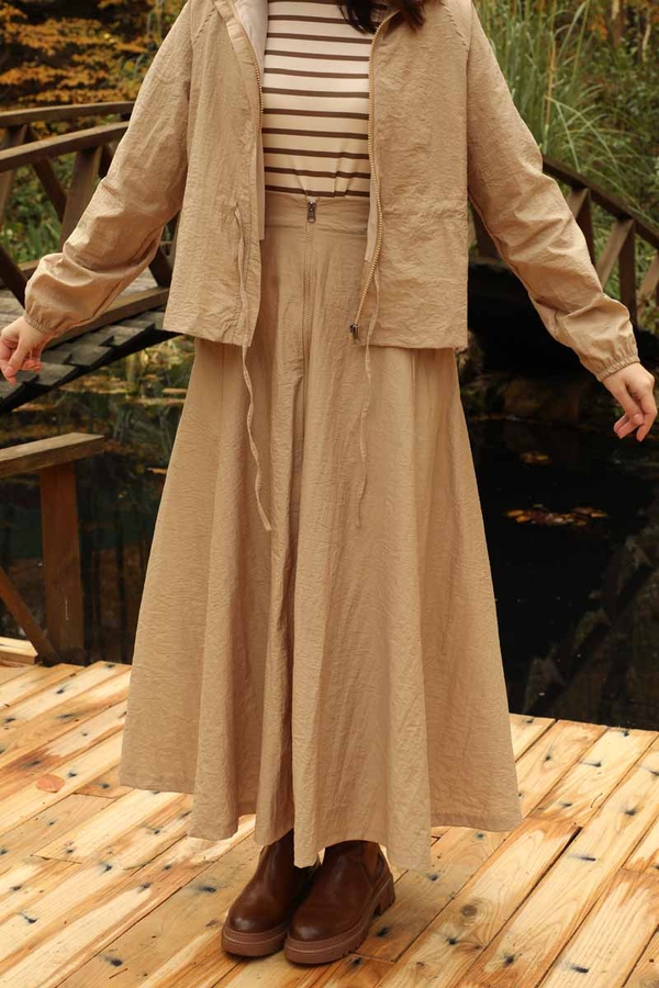 Kloş Paraşüt Etek Takım Camel - 5