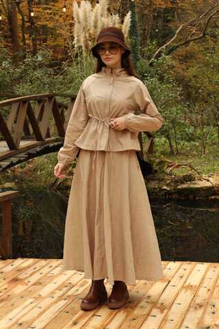 Kloş Paraşüt Etek Takım Camel - 1