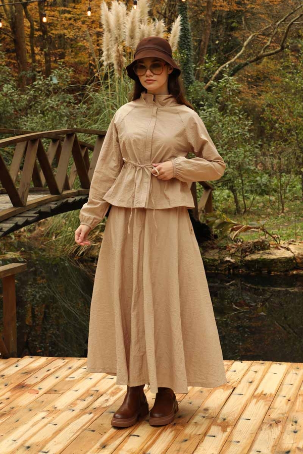 Kloş Paraşüt Etek Takım Camel - 1